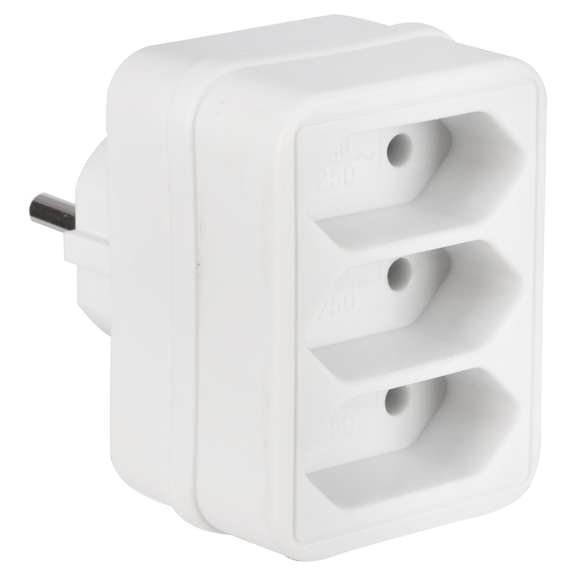 Q-LINK VERDEELSTEKKER - 3-VOUDIG - DOMINO - EURO - WIT