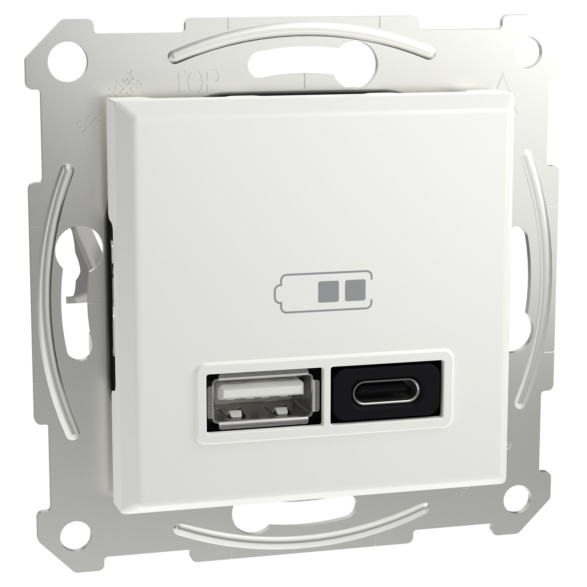 SCHNEIDER ASFORA CONTACTDOOS - INBOUW - USB A/C - POLARWIT
