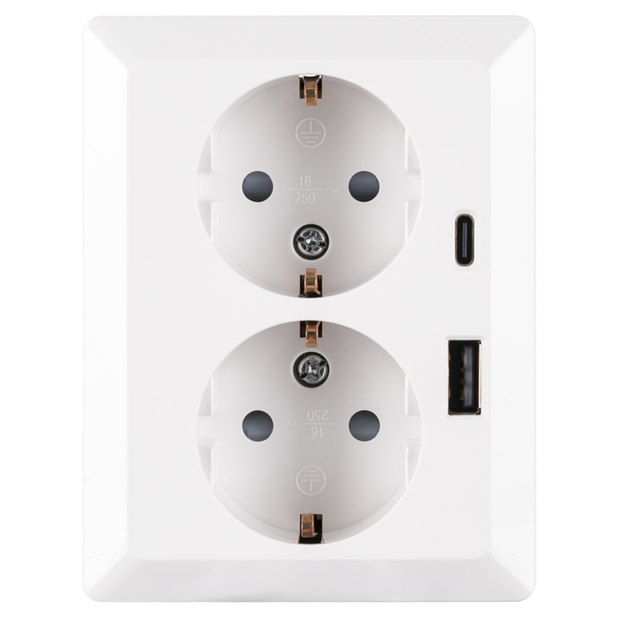 ION INDUSTRIES E1 CONTACTDOOS - INBOUW - 2-VOUDIG - RANDAARDE - USB A/C - ALPIN WIT