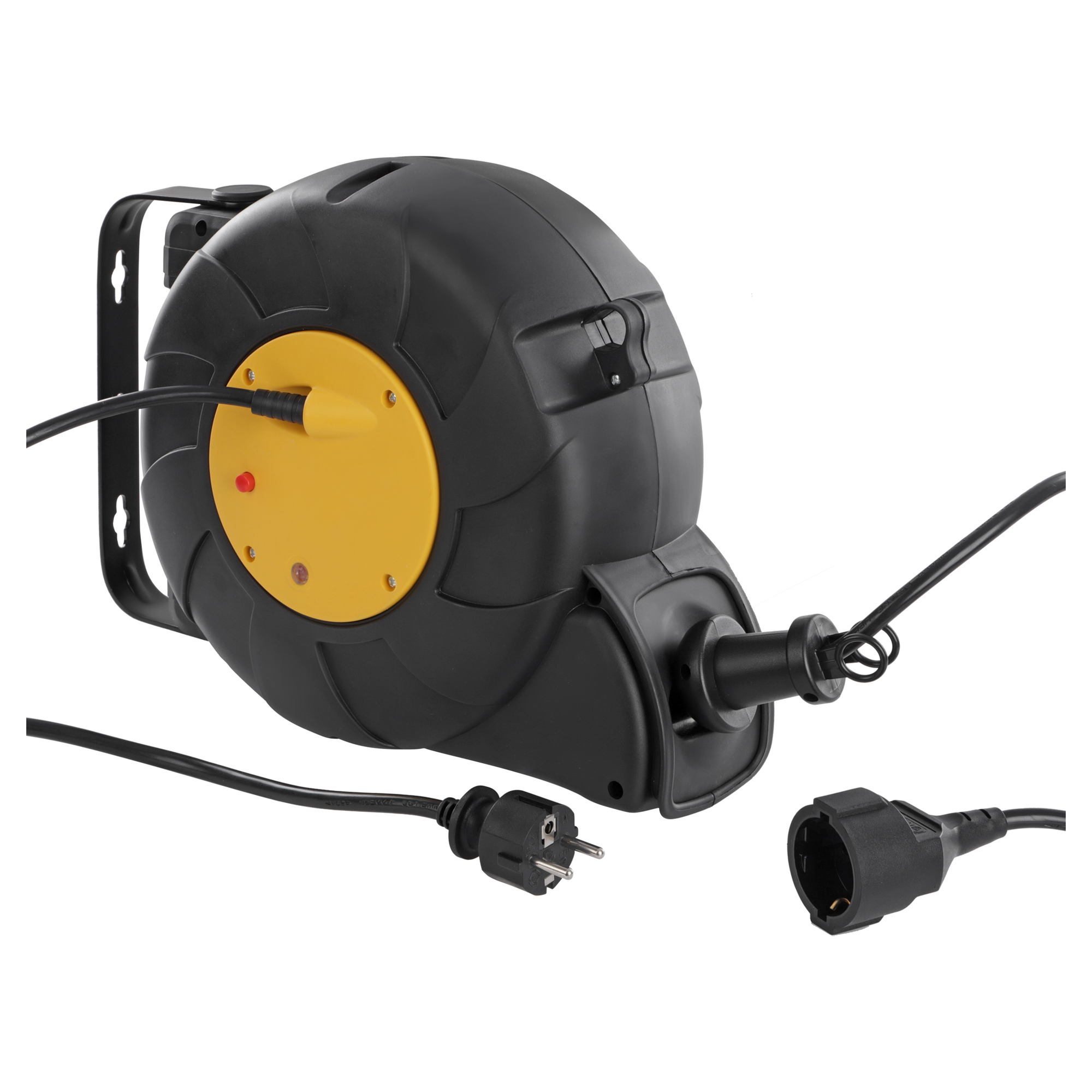 Q-LINK KABELBOX - OPROLAUTOMAAT - RANDAARDE - 3 X 1.5 MM² - 15 M - ZWART/GEEL