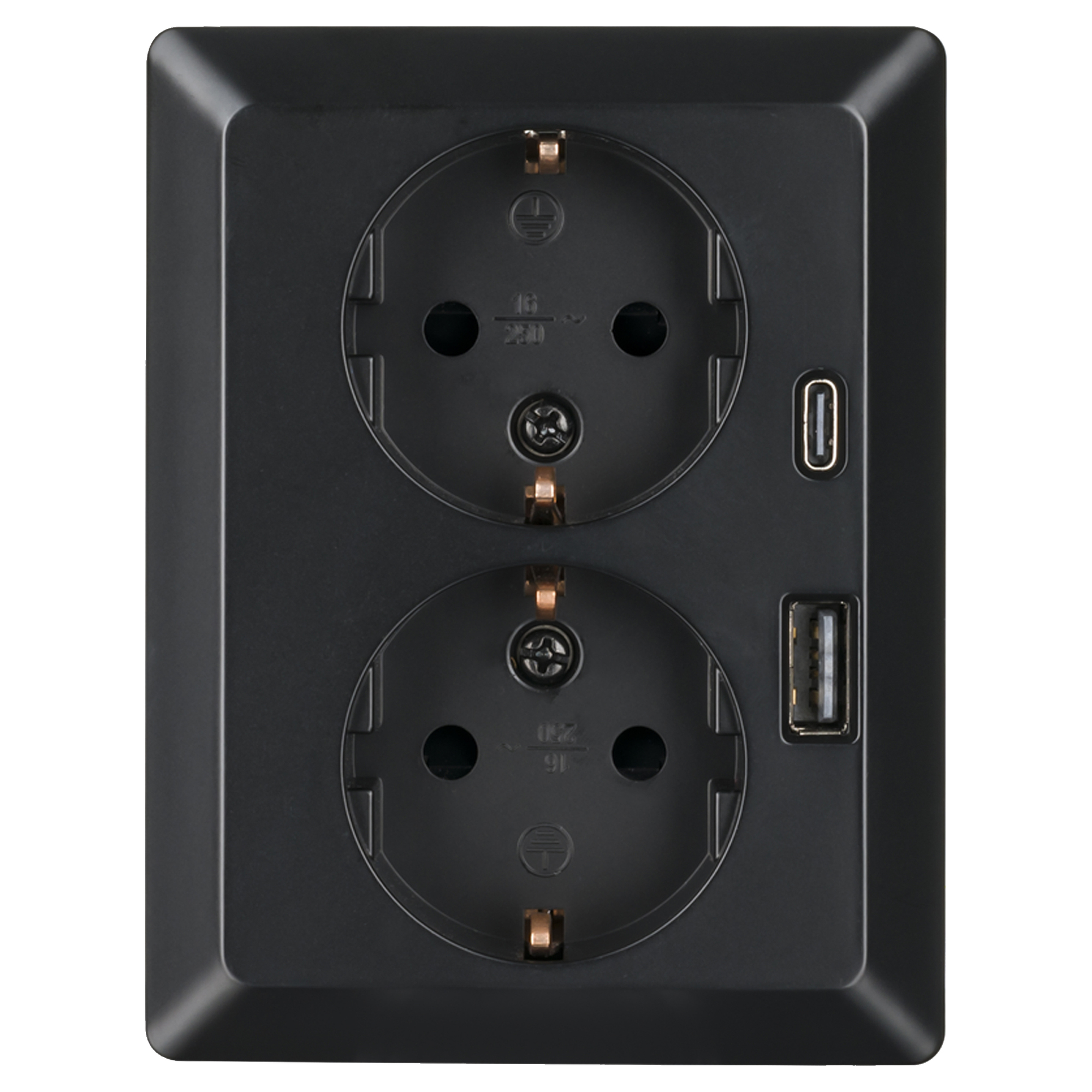 ION INDUSTRIES V1/J1 CONTACTDOOS - OPBOUW - 2-VOUDIG - RANDAARDE - USB A/C - MAT ZWART