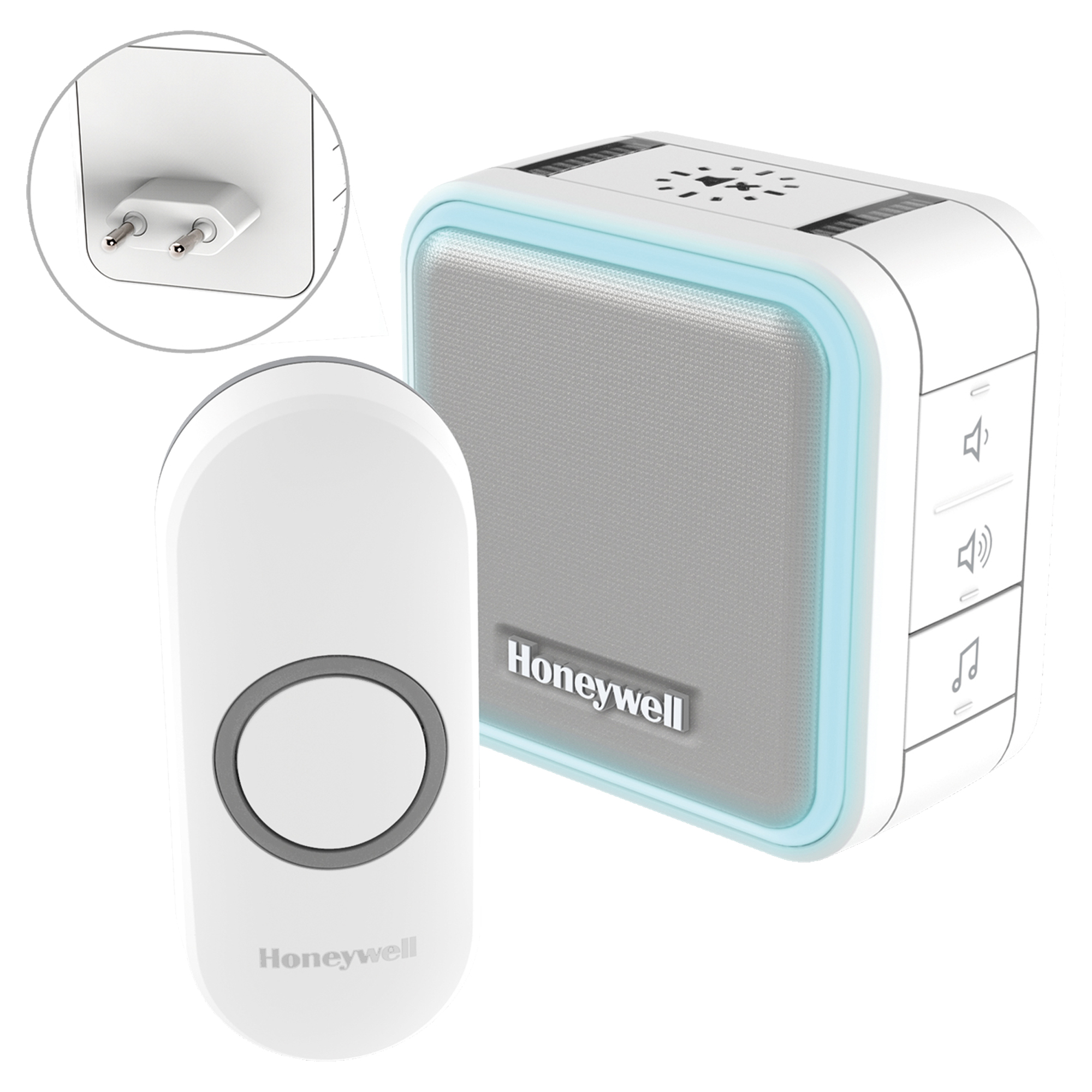HONEYWELL GONG - TYPE DC515NP2 - DRAADLOOS - PLUG-IN - HALOGEEN - WIT