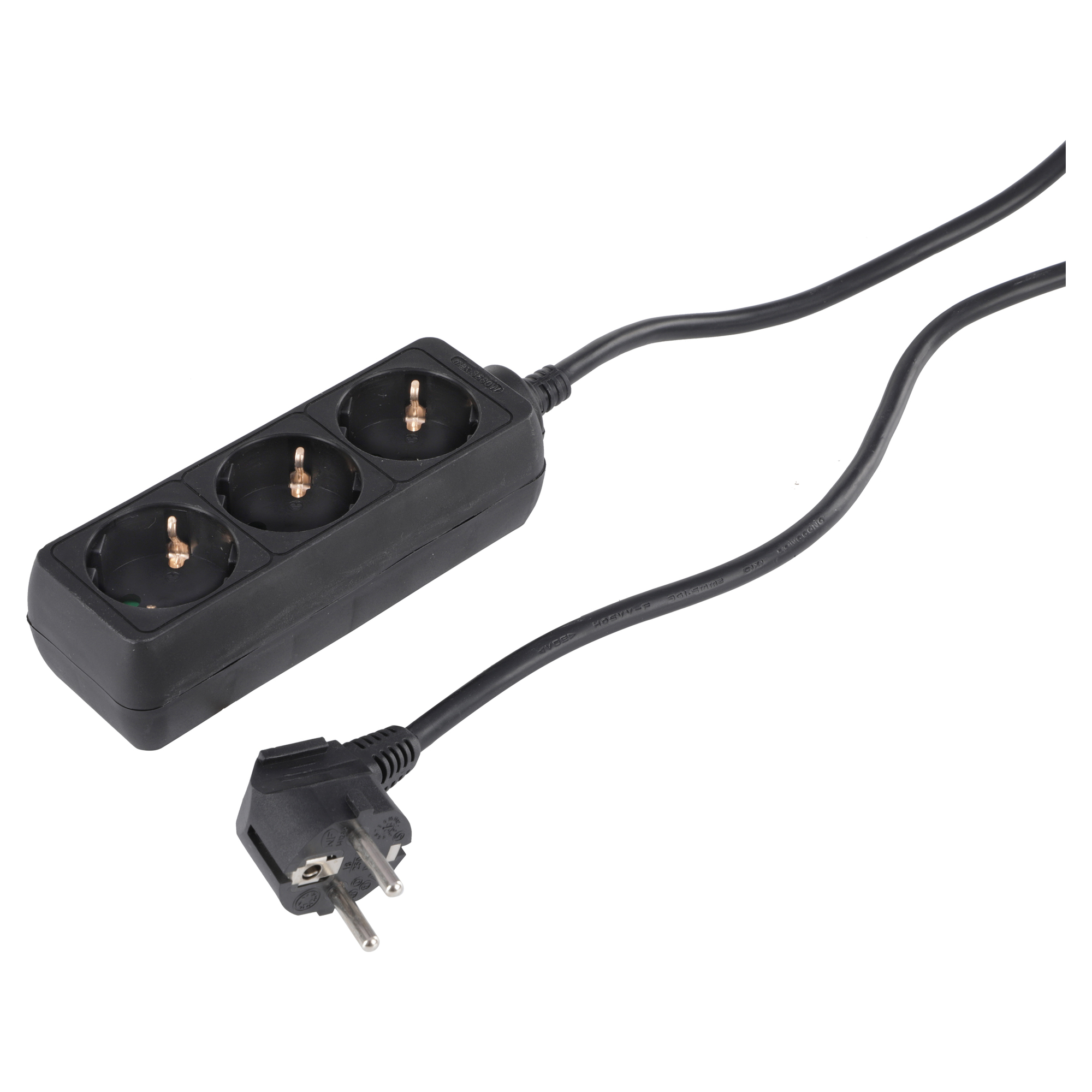 Q-LINK STEKKERDOOS - 3-VOUDIG - RANDAARDE - 3 X 1.5 MM² - 1.5 M - ZWART