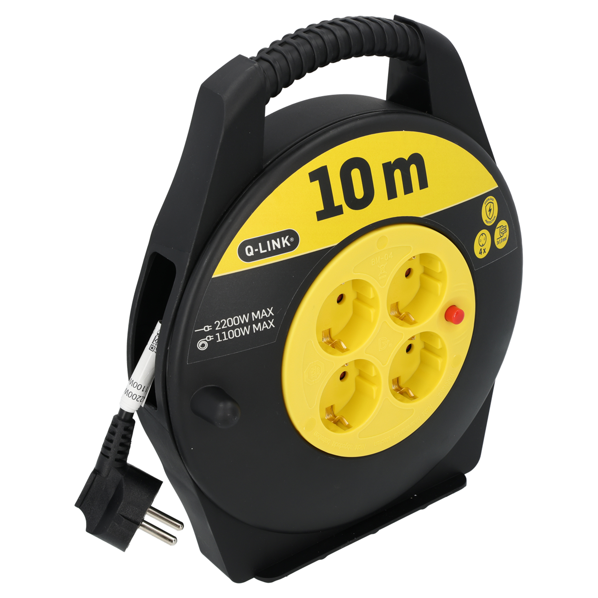 Q-LINK KABELBOX - RANDAARDE - H05VVF - 3 X 1.0 MM² - 10 M - ZWART/GEEL