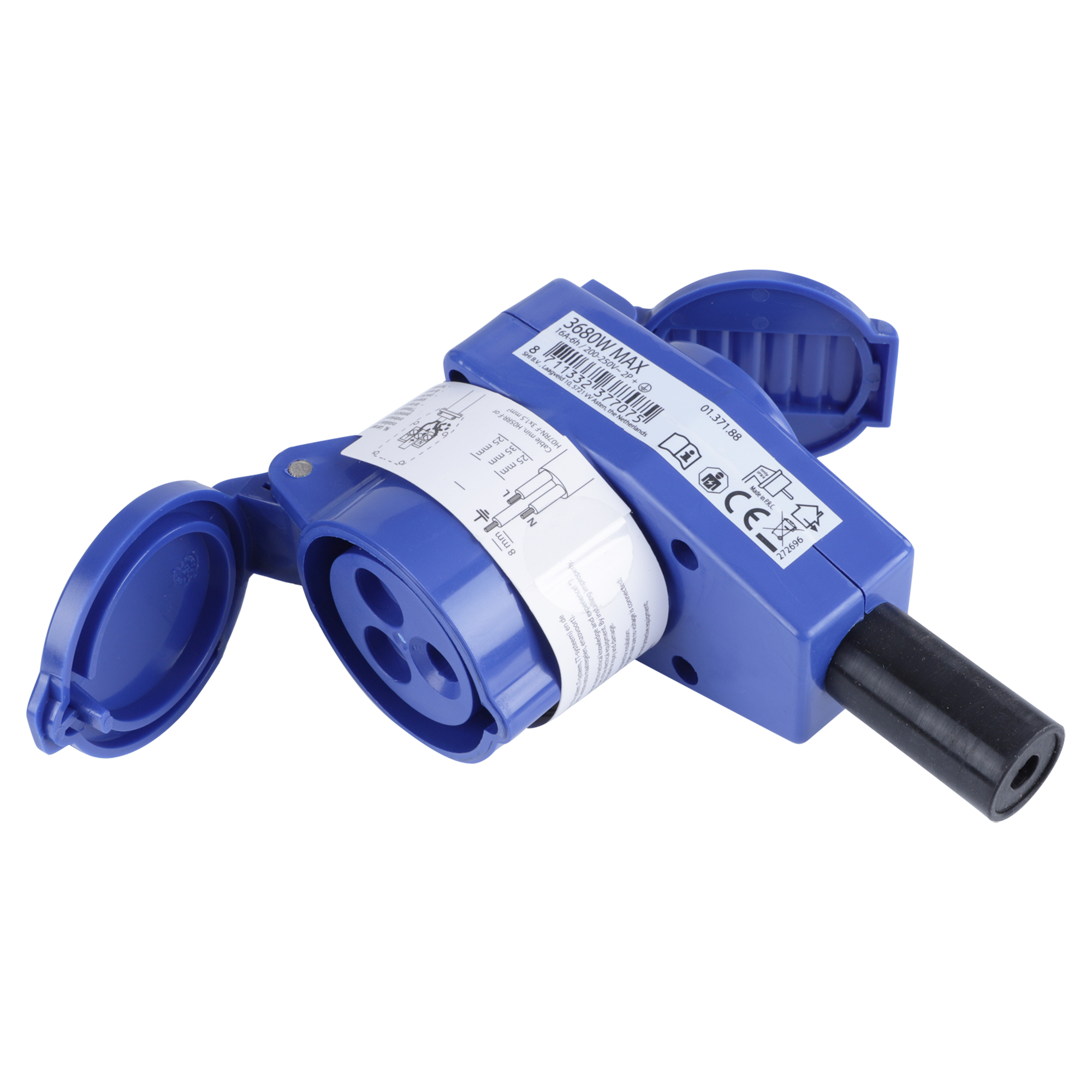 Q-LINK CONTRASTEKKER - HAAKS - MET STOPCONTACT - BLAUW