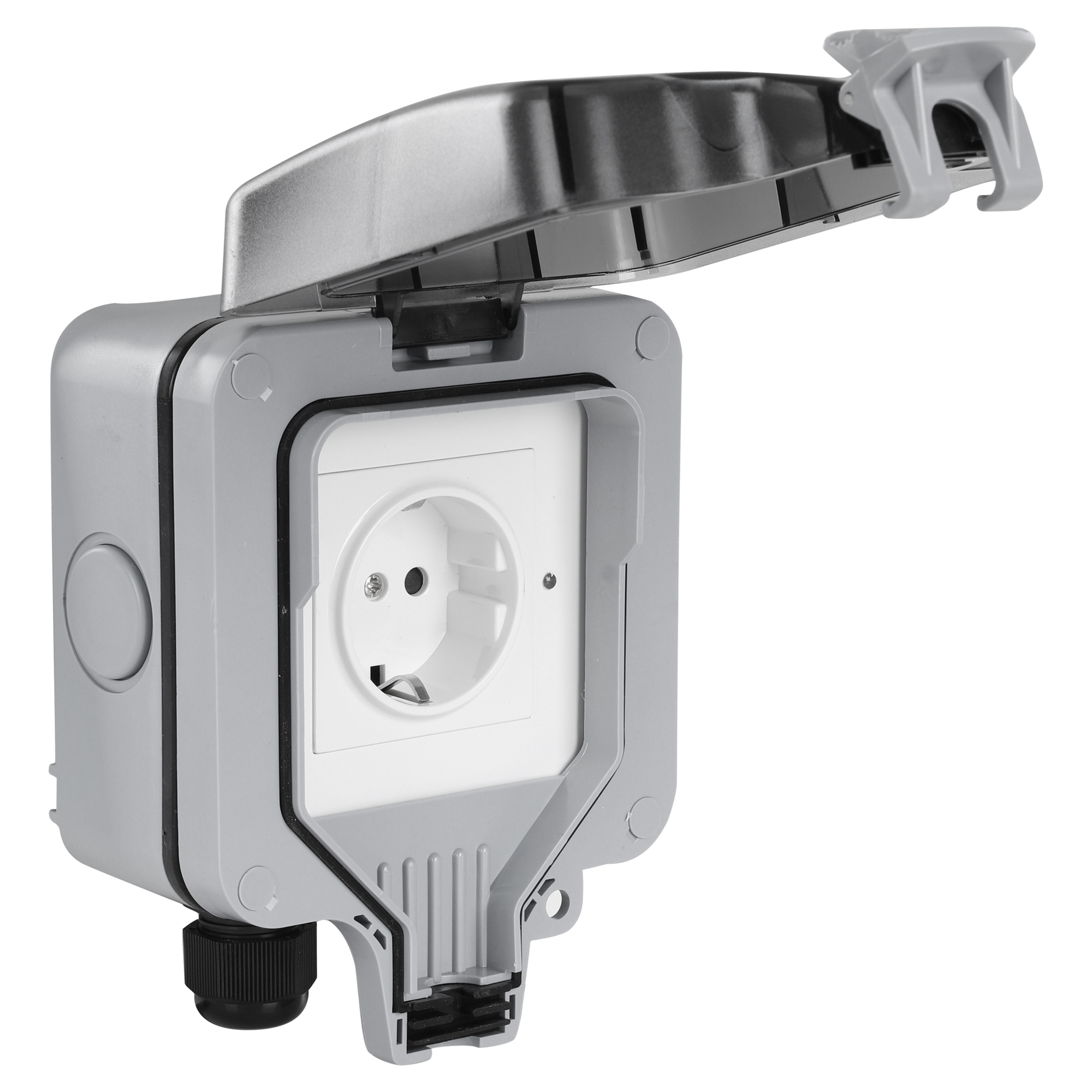 Q-LINK CONTACTDOOS - OPBOUW - RANDAARDE - WIFI - IP66 - 16A - GRIJS/ZWART