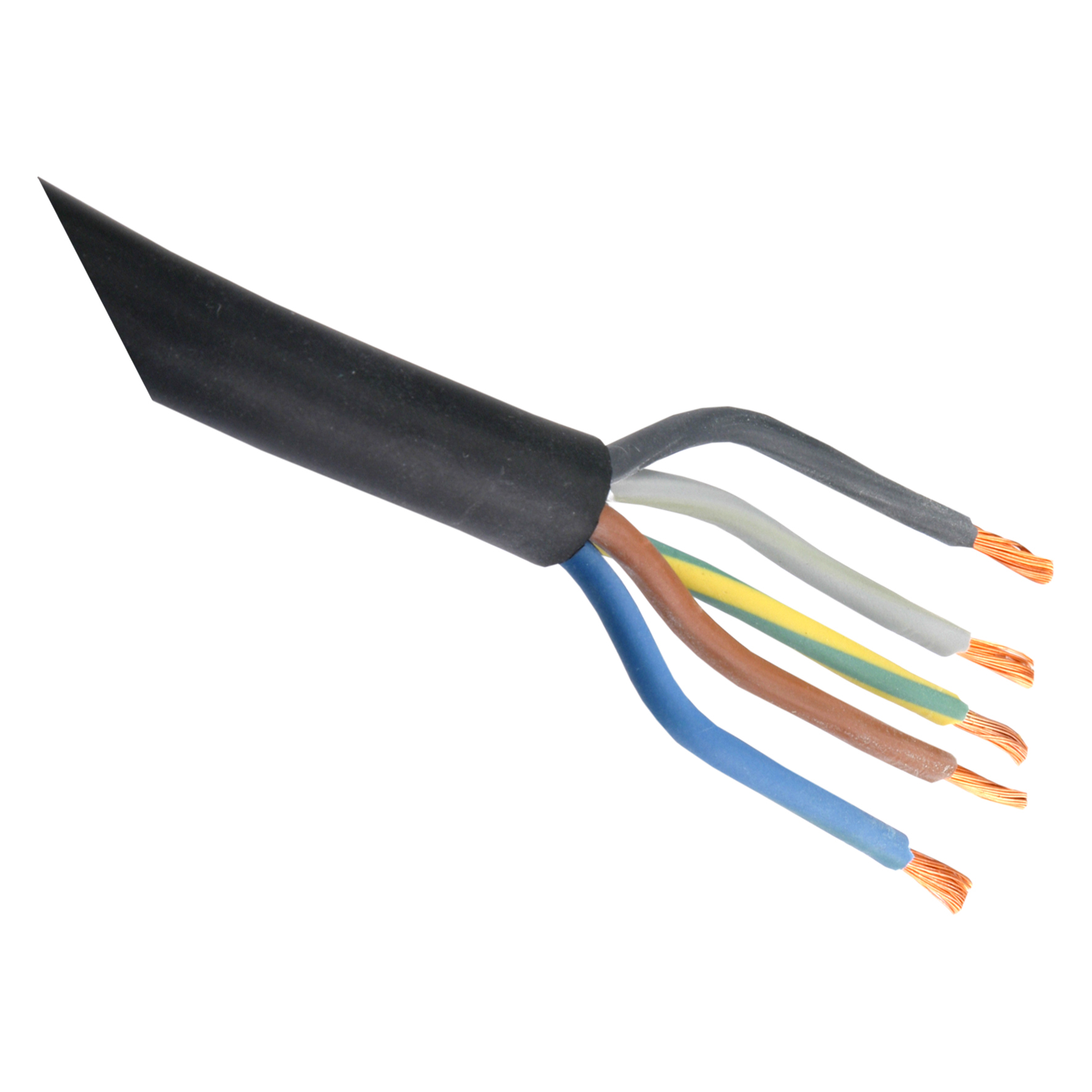 RUBBER KABEL - GLAD - 5 X 2.5 MM² - 2 M - ZWART