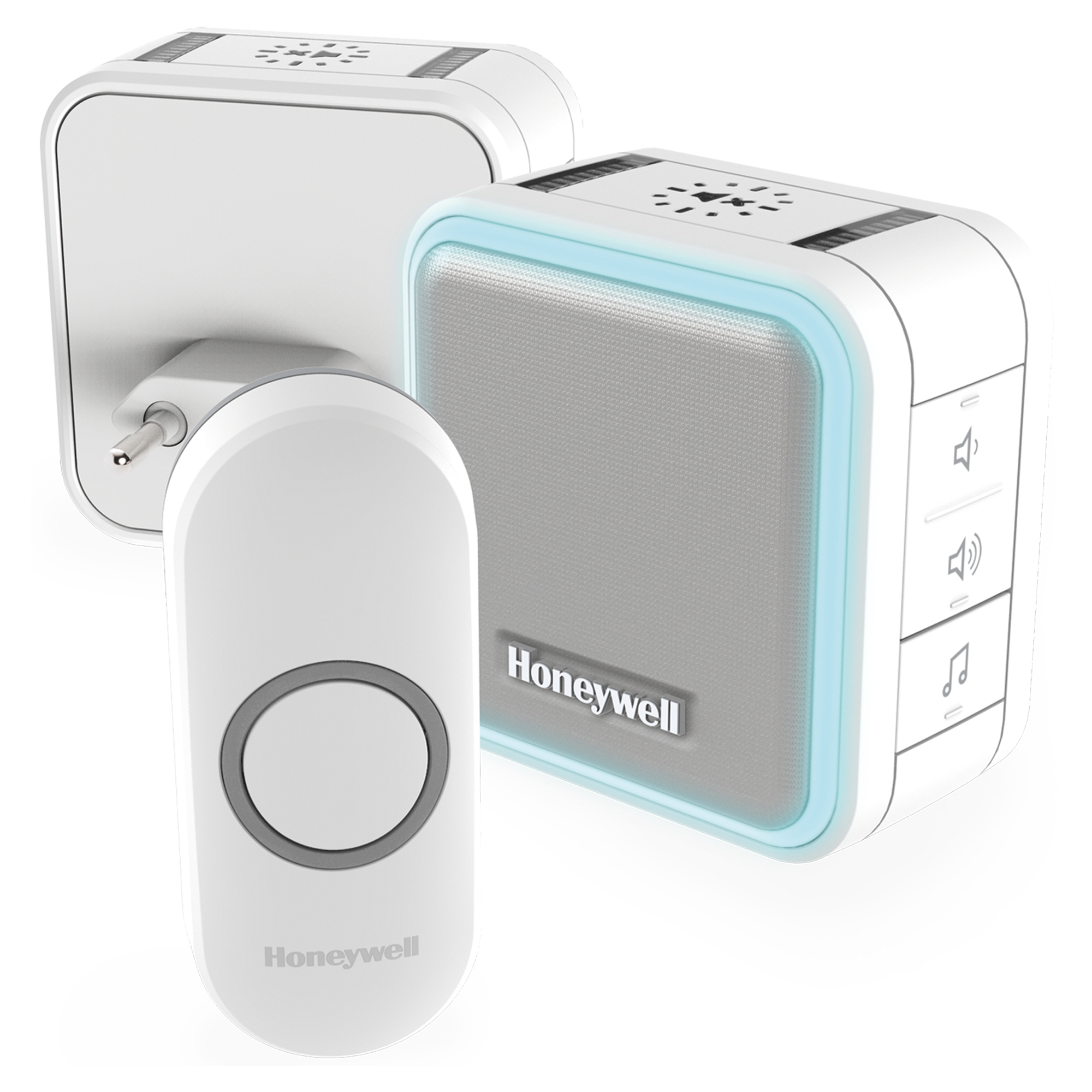 HONEYWELL GONG - TYPE DC515NHGP2 - DRAADLOOS - DRAAGBAAR/PLUG-IN - HALOGEEN - WIT