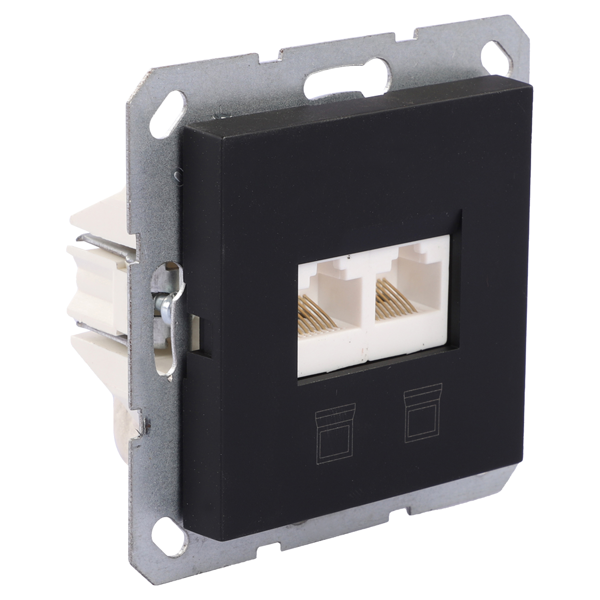 Q-LINK S-LINE CONTACTDOOS - INBOUW - TELEFOON/DATA - CAT5E - 2 X 8-POLIG - ZWART