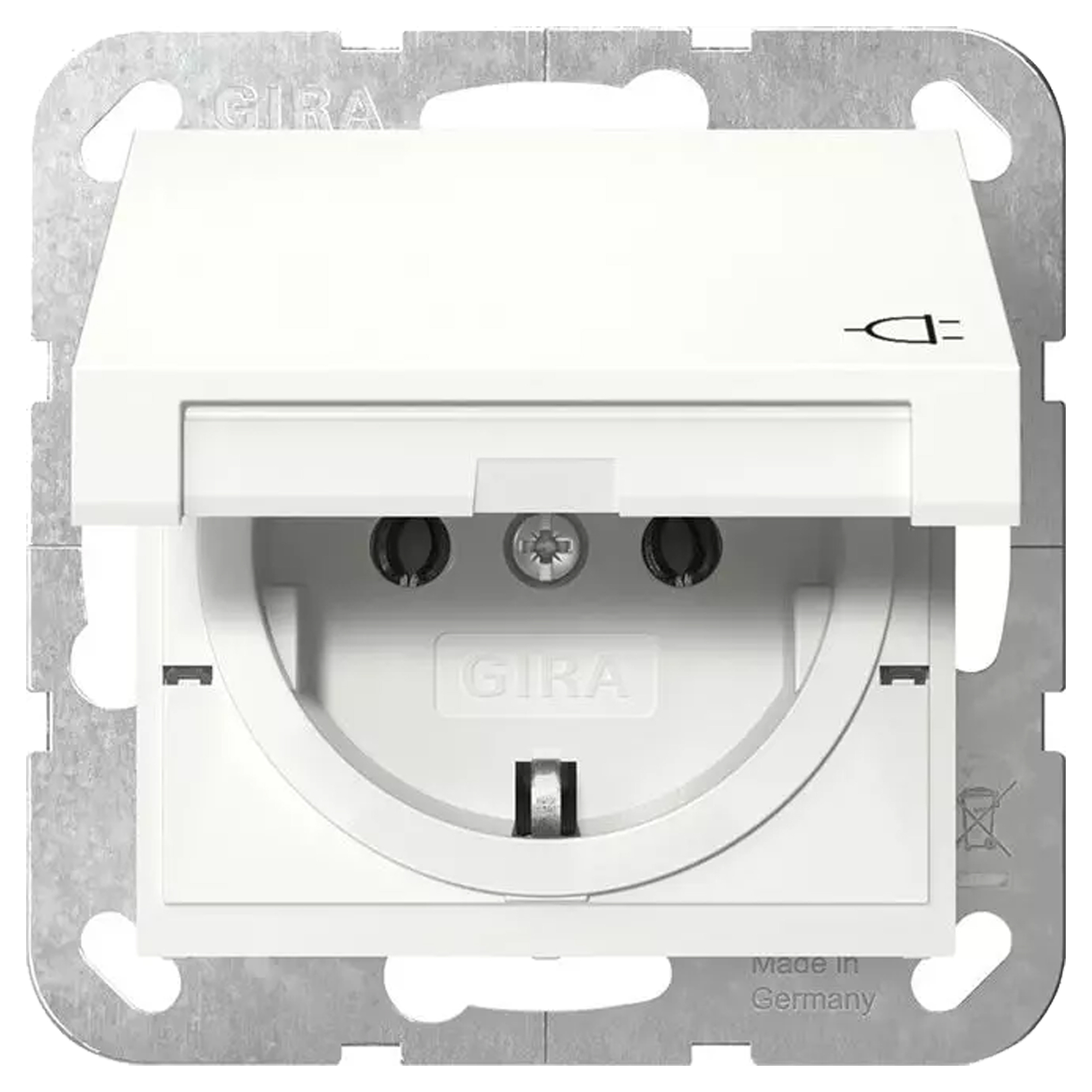 GIRA SYSTEM55 CONTACTDOOS - INBOUW - 1-VOUDIG - RANDAARDE - MET KLEP -POLARWIT
