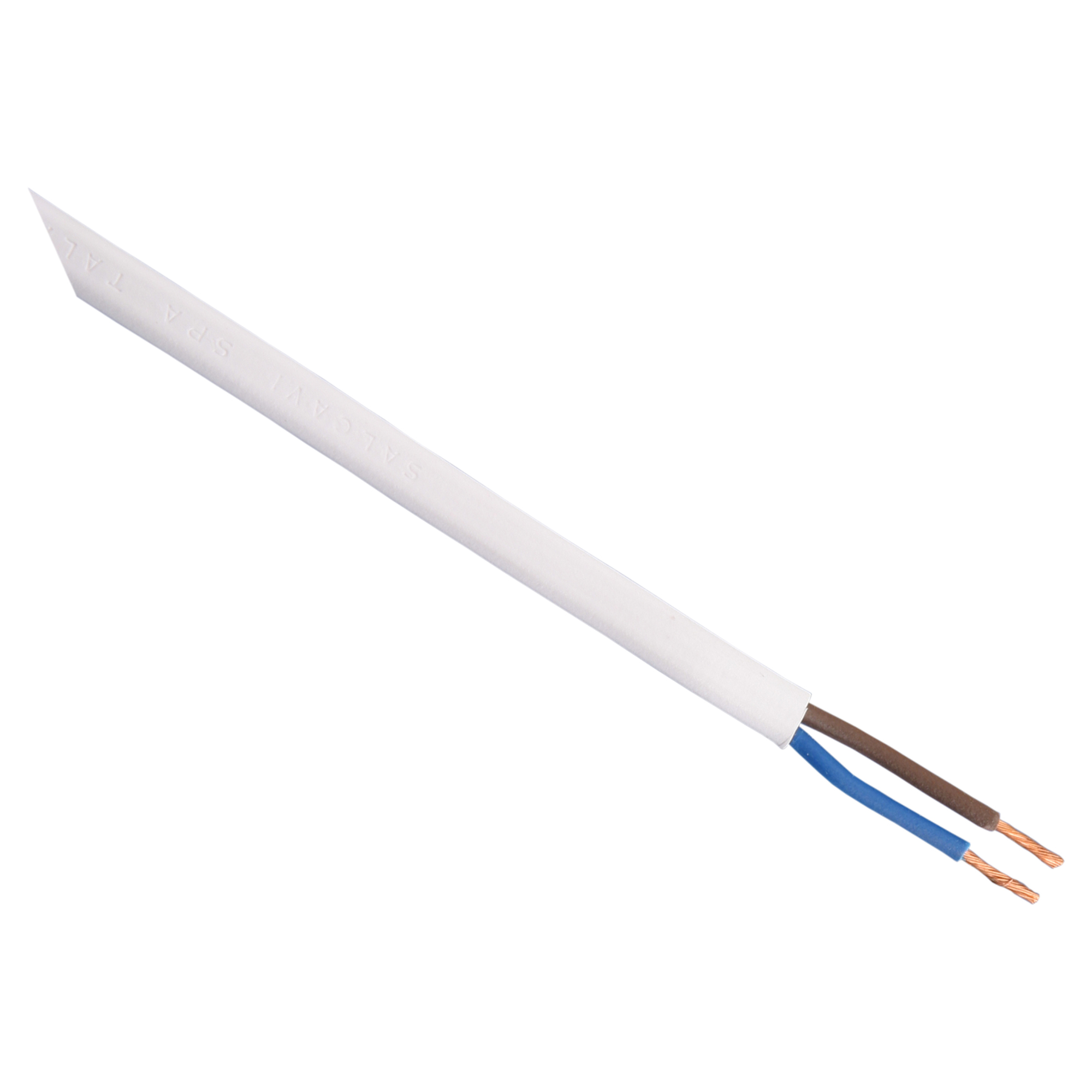 HUISHOUDSNOER - PLAT - BELASTBAAR TOT 1200W - 2 X 0.75 MM² - 10 M - WIT