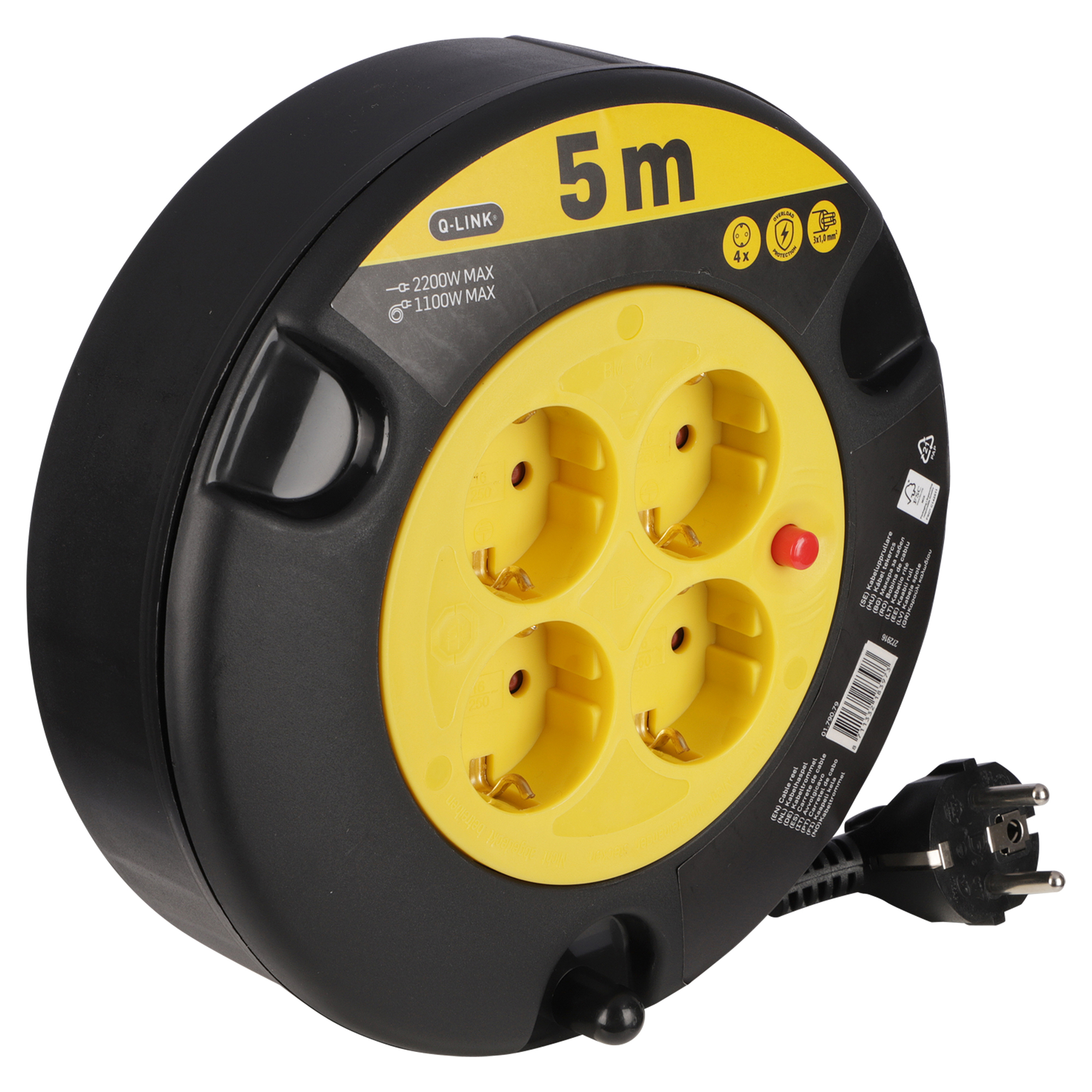 Q-LINK KABELBOX - RANDAARDE - H05VVF - 3 X 1.0 MM² - 5 M - ZWART/GEEL
