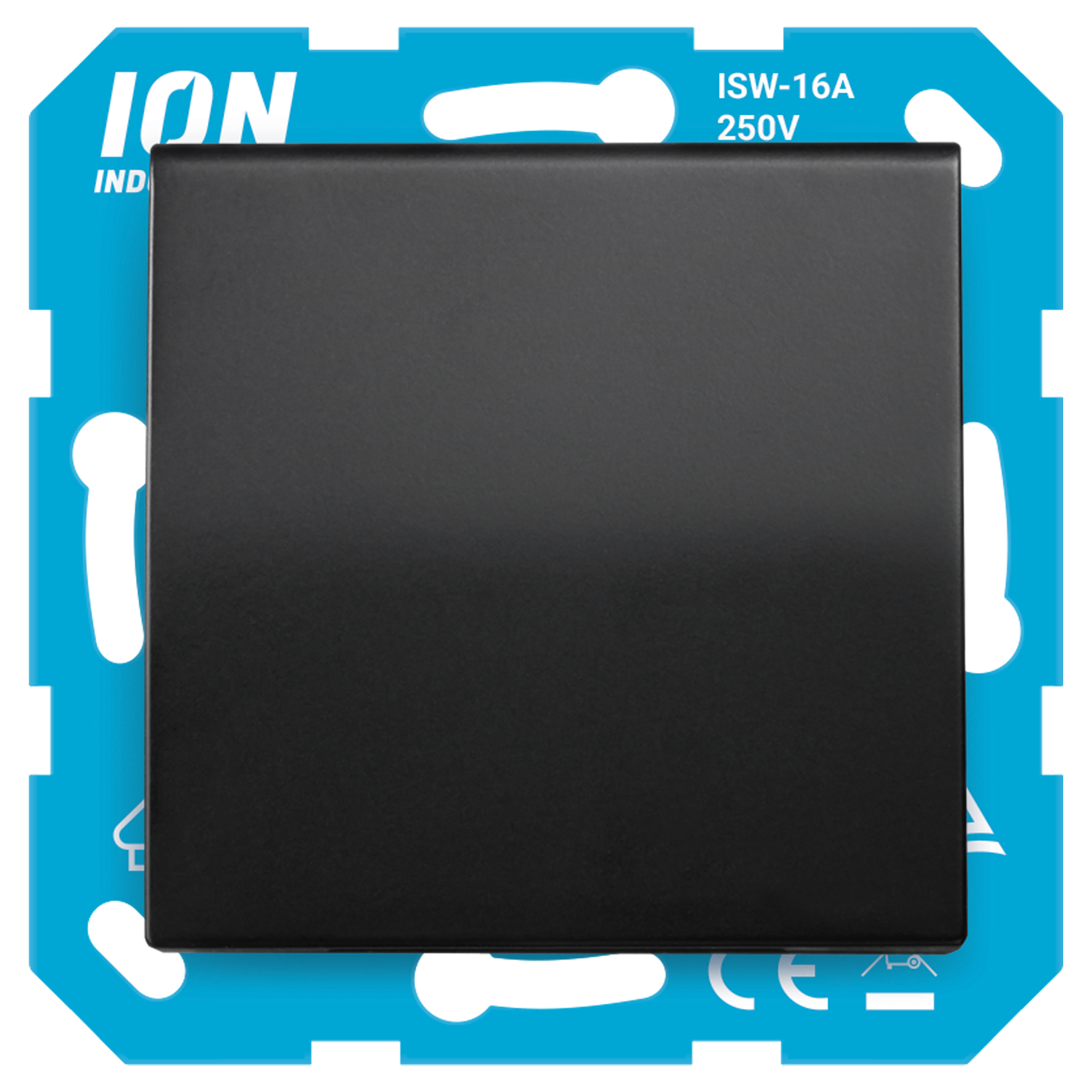 ION INDUSTRIES V1/J1 CONTACTDOOS - INBOUW - 1-VOUDIG - RANDAARDE - MET AANRAAKBEVEILIGING - MET KLEP - MAT ZWART
