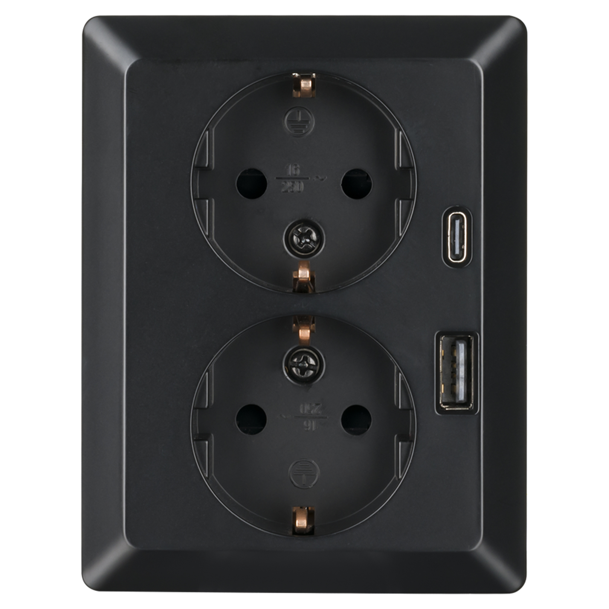 ION INDUSTRIES E1 CONTACTDOOS - INBOUW - 1-VOUDIG - RANDAARDE - MET KLEP - MAT ZWART