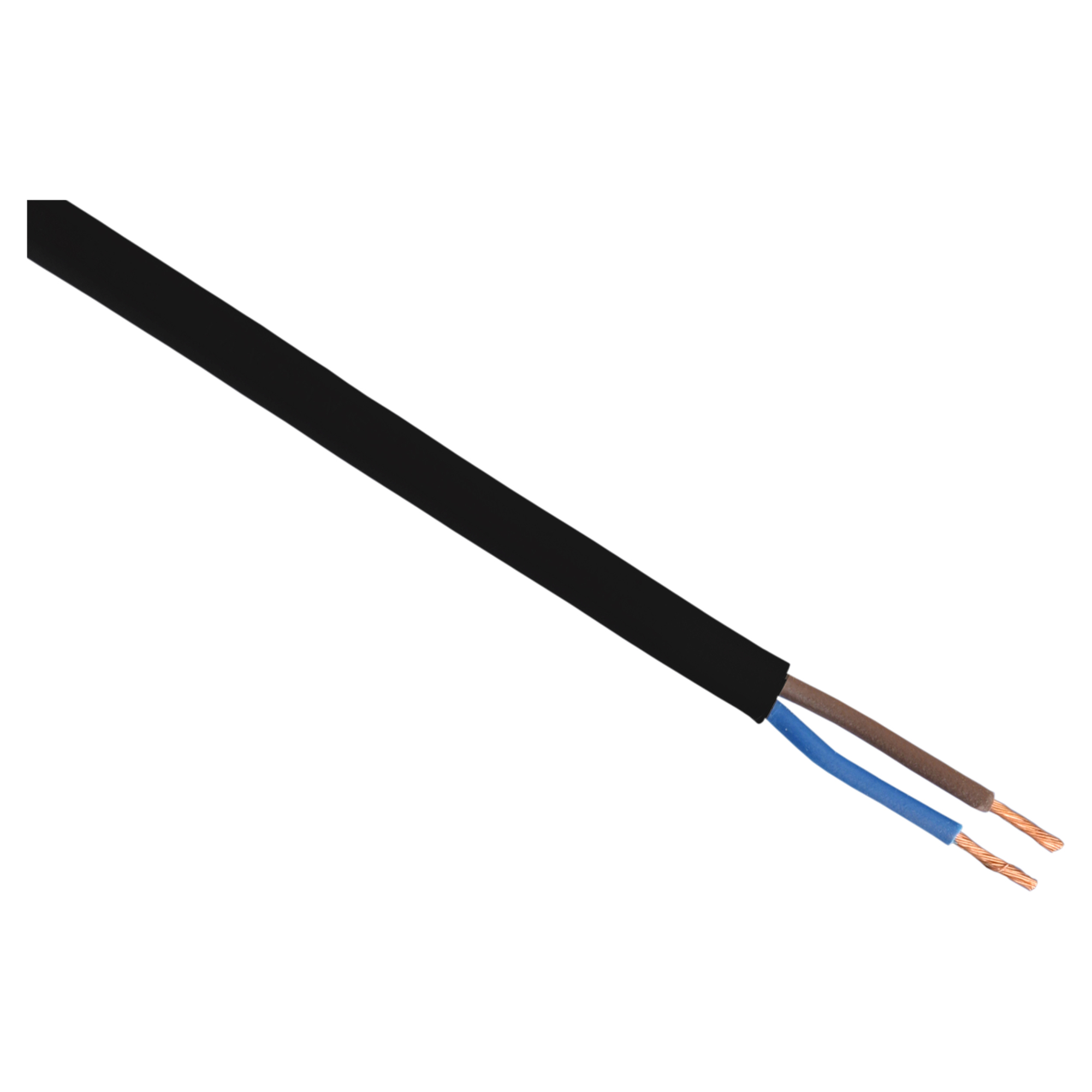 HUISHOUDSNOER - PLAT - BELASTBAAR TOT 1200W - 2 X 0.75 MM² - 20 M - ZWART