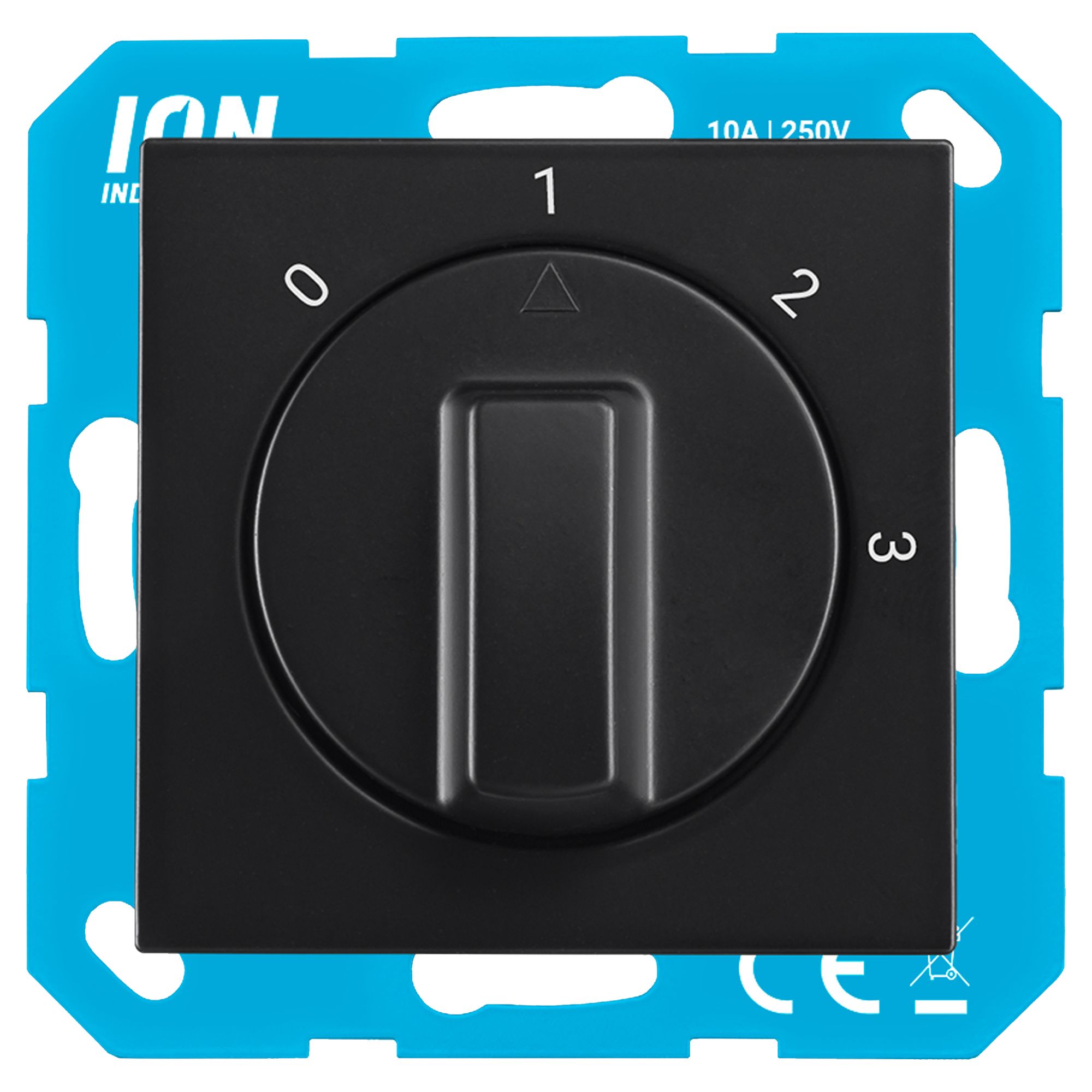 ION INDUSTRIES V1/J1 3-STANDENSCHAKELAAR - INBOUW - MET NUL - MAT ZWART