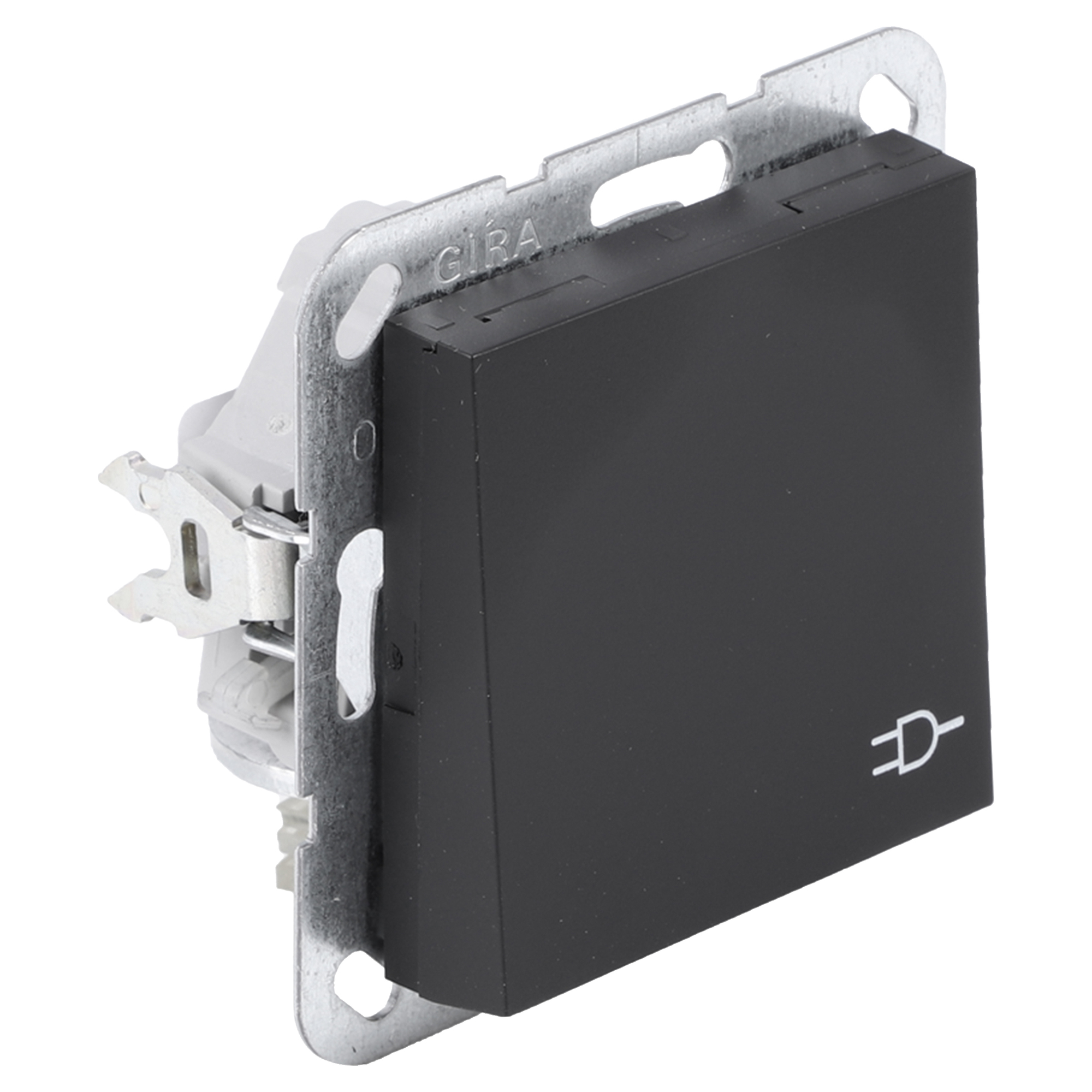 GIRA SYSTEM55 CONTACTDOOS - INBOUW - 1-VOUDIG - RANDAARDE - MET KLEP - ZWART