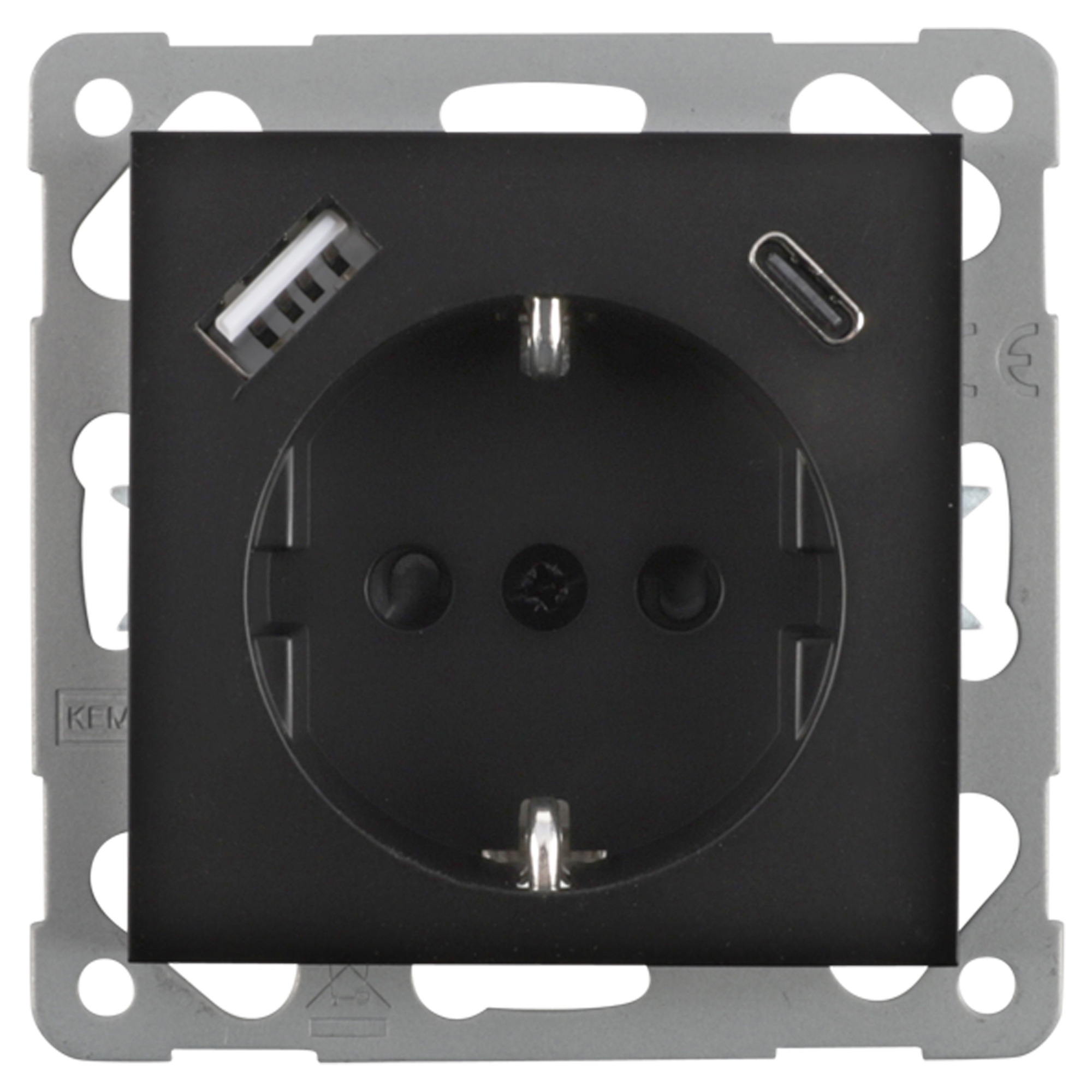 Q-LINK S-LINE CONTACTDOOS - INBOUW - RANDAARDE - USB A/C - MAT ZWART
