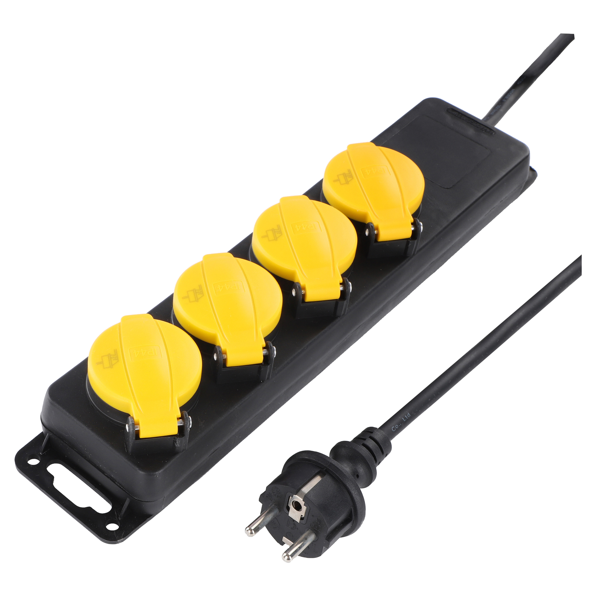 STEKKERDOOS - 4-VOUDIG - RANDAARDE - 3500W - 3 X 1.5 MM² - 3 M - ZWART