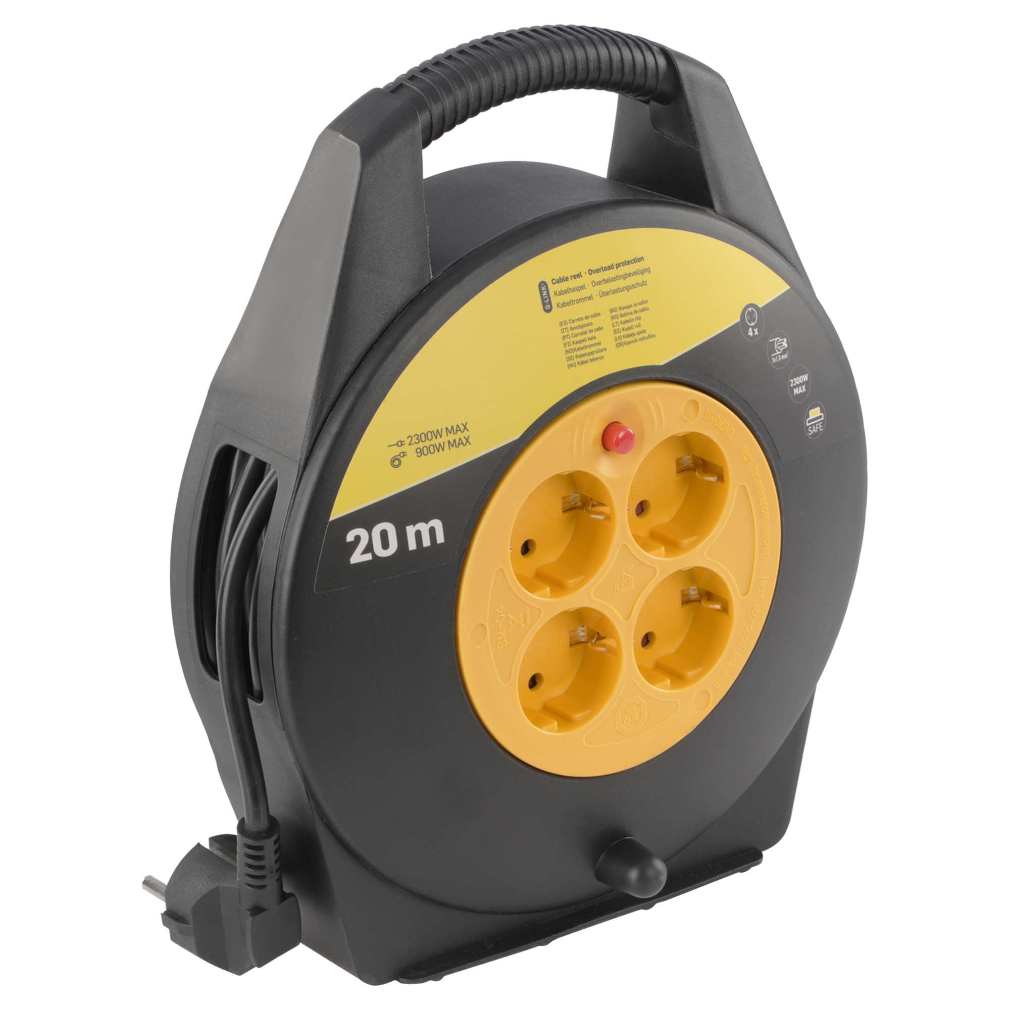 Q-LINK KABELBOX - RANDAARDE - H05VVF - 3 X 1.0 MM² - 20 M - ZWART/GEEL