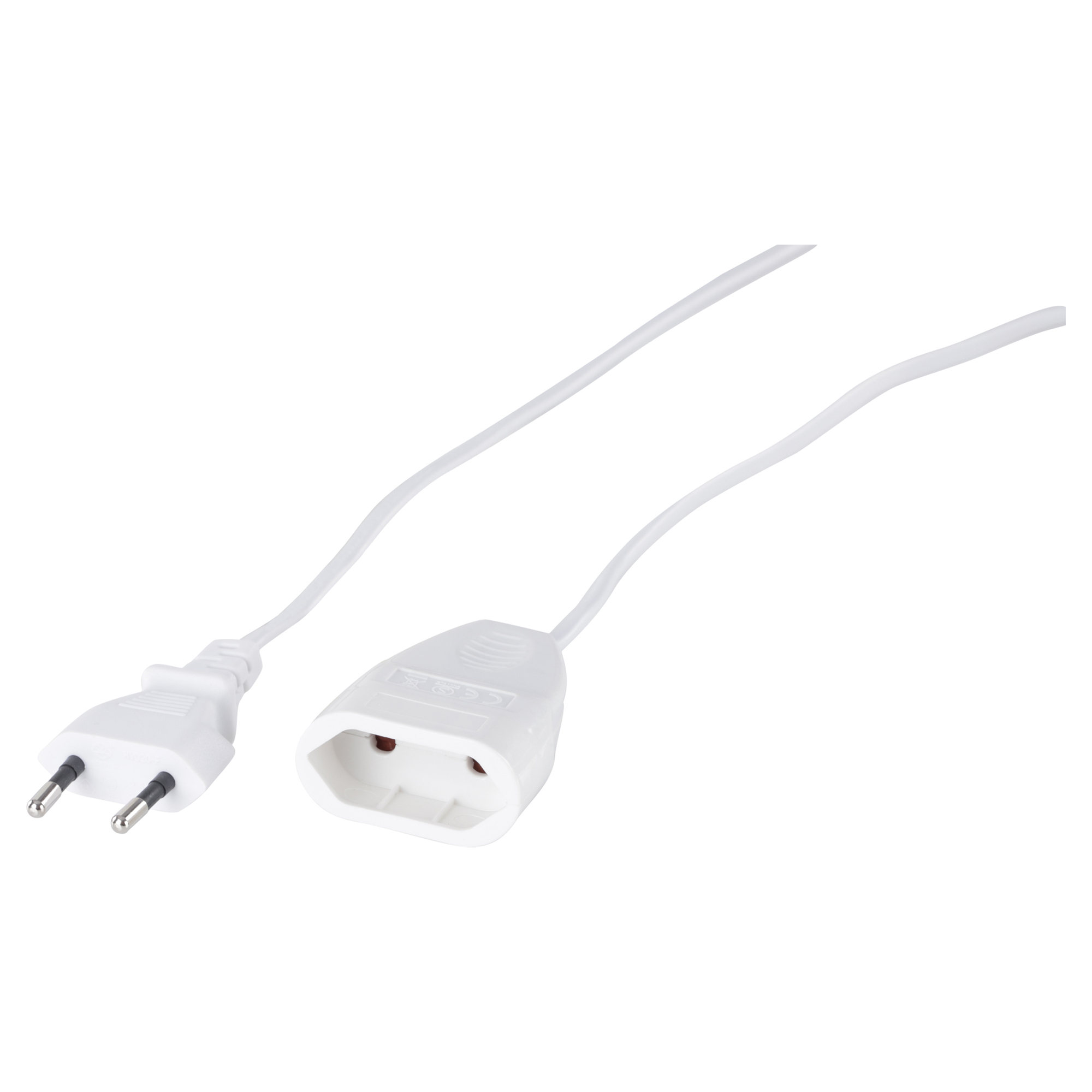 Q-LINK VERLENGSNOER - EURO - H03VVH2-F - 2 X 0.75 MM² - 5 M - WIT