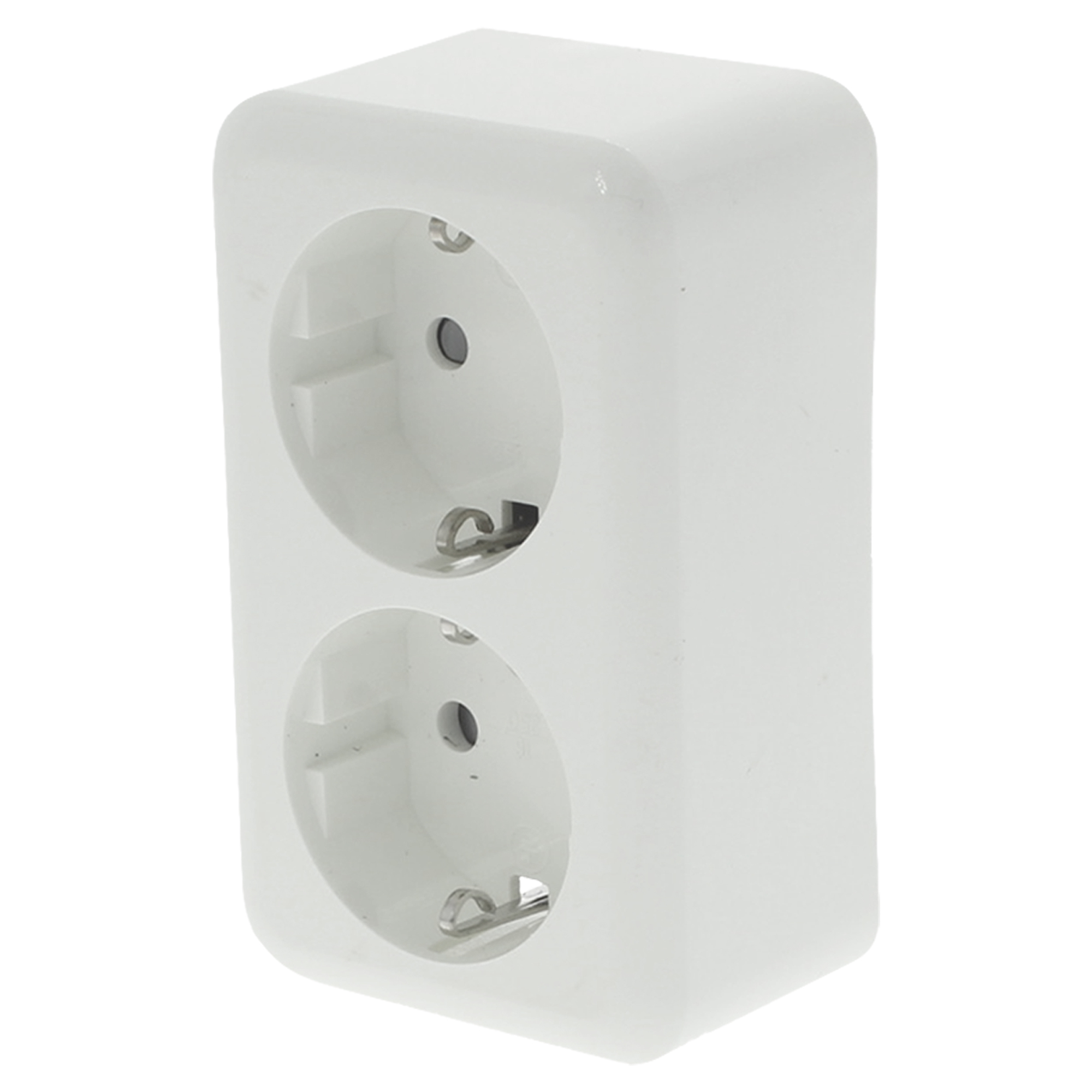 Q-LINK CONTACTDOOS - OPBOUW - 2-VOUDIG - MET AANRAAKBEVEILIGING - RANDAARDE - POLARWIT