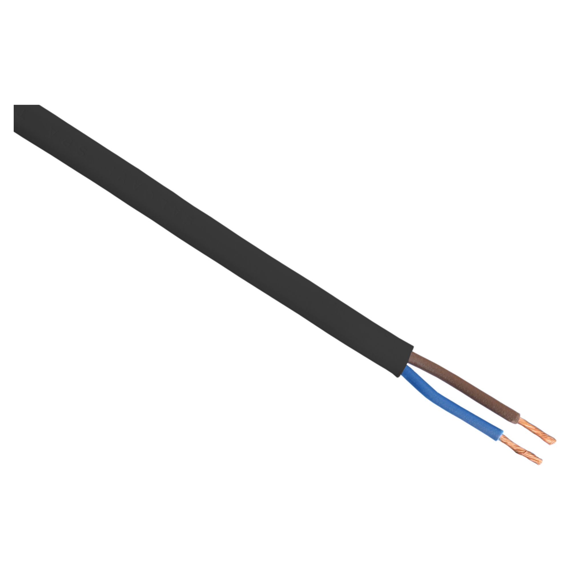 HUISHOUDSNOER - PLAT - BELASTBAAR TOT 1200W - 2 X 0.75 MM² - 5 M - ZWART