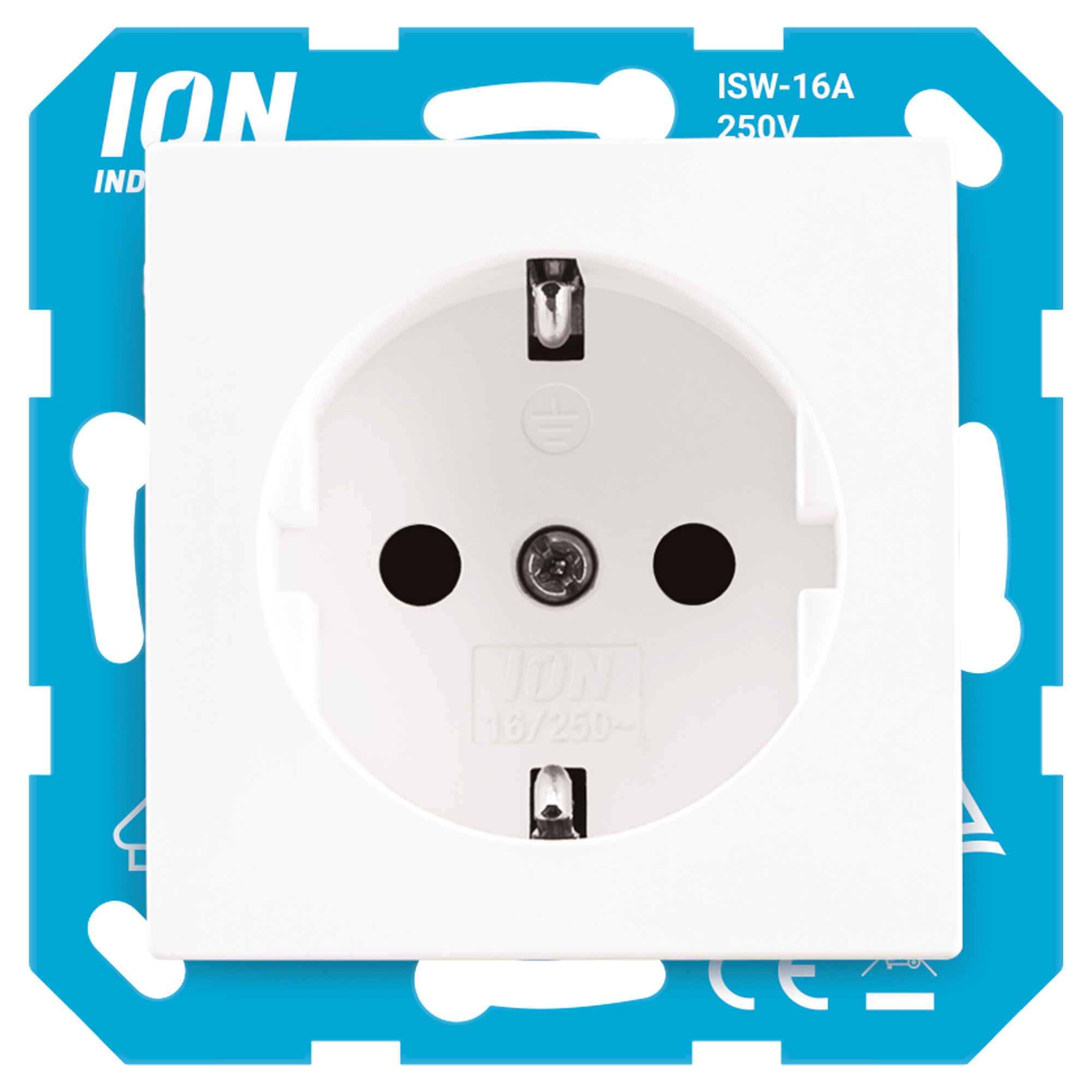 ION INDUSTRIES V1/J1 CONTACTDOOS - INBOUW - 1-VOUDIG - RANDAARDE - MET AANRAAKBEVEILIGING - ALPIN WIT