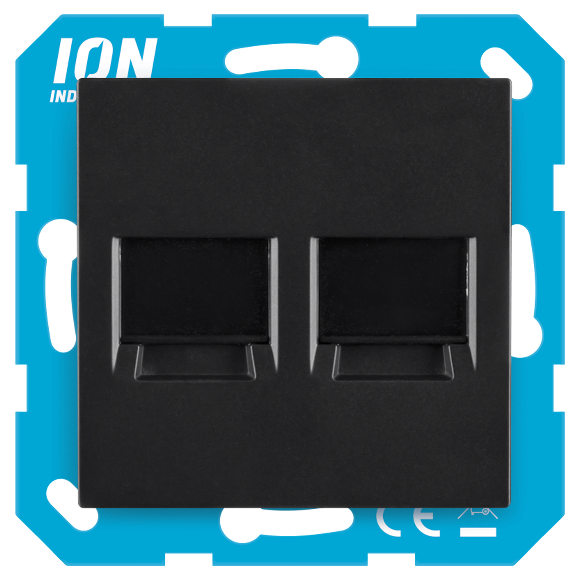 ION INDUSTRIES V1/J1 CONTACTDOOS - INBOUW - TV/CAT6 - RECHT - MAT ZWART