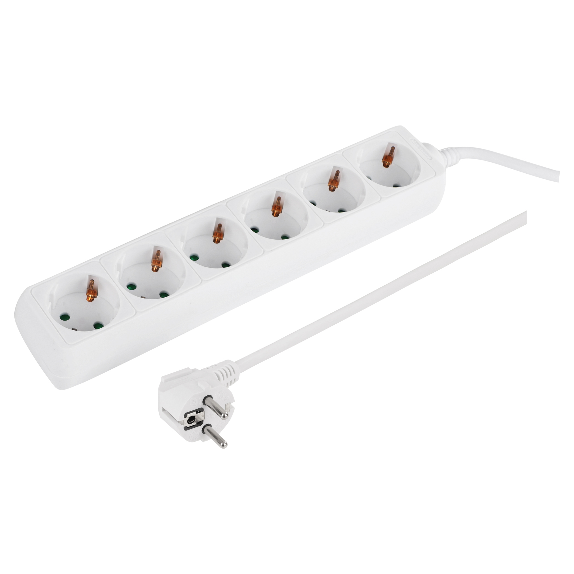 Q-LINK STEKKERDOOS - 6-VOUDIG - RANDAARDE - 3 X 1.5 MM² - 5 M - WIT
