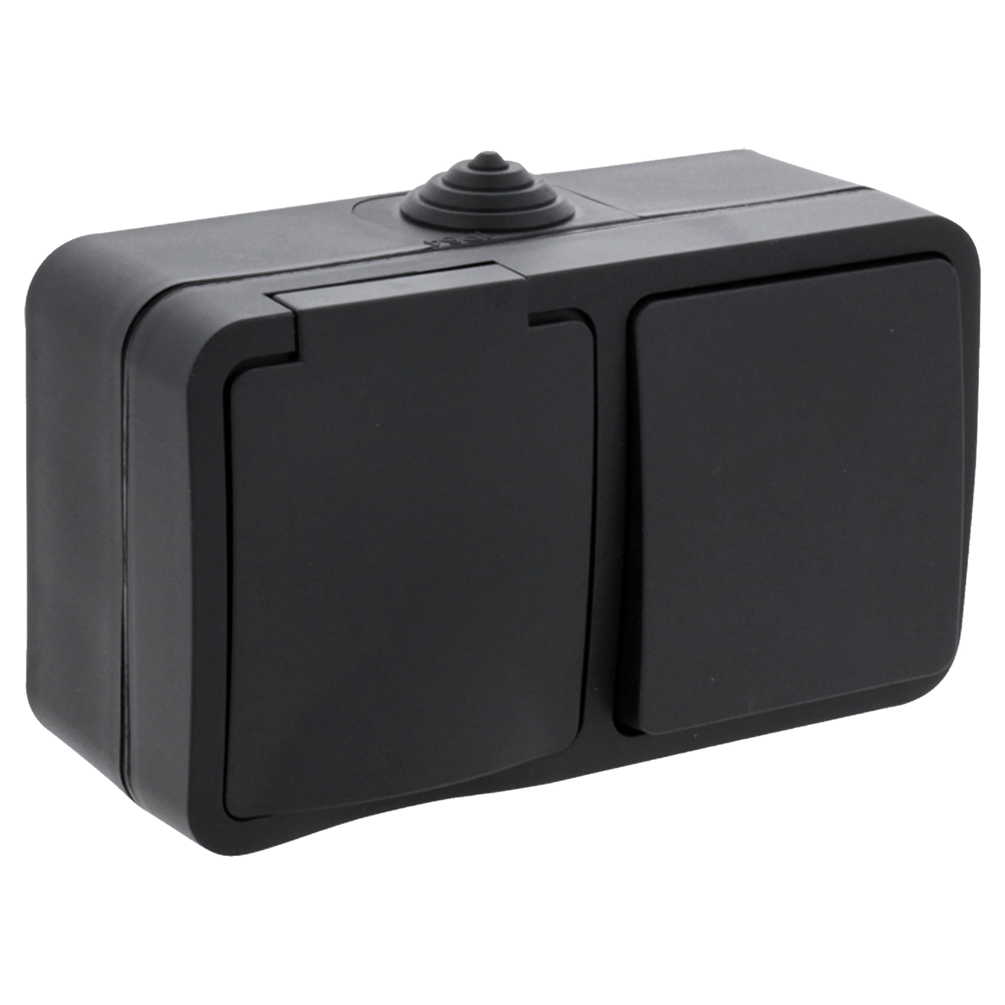 Q-LINK COMBINATIE - OPBOUW - WISSEL - MET RANDAARDE - SPATWATERDICHT IP54 - ZWART