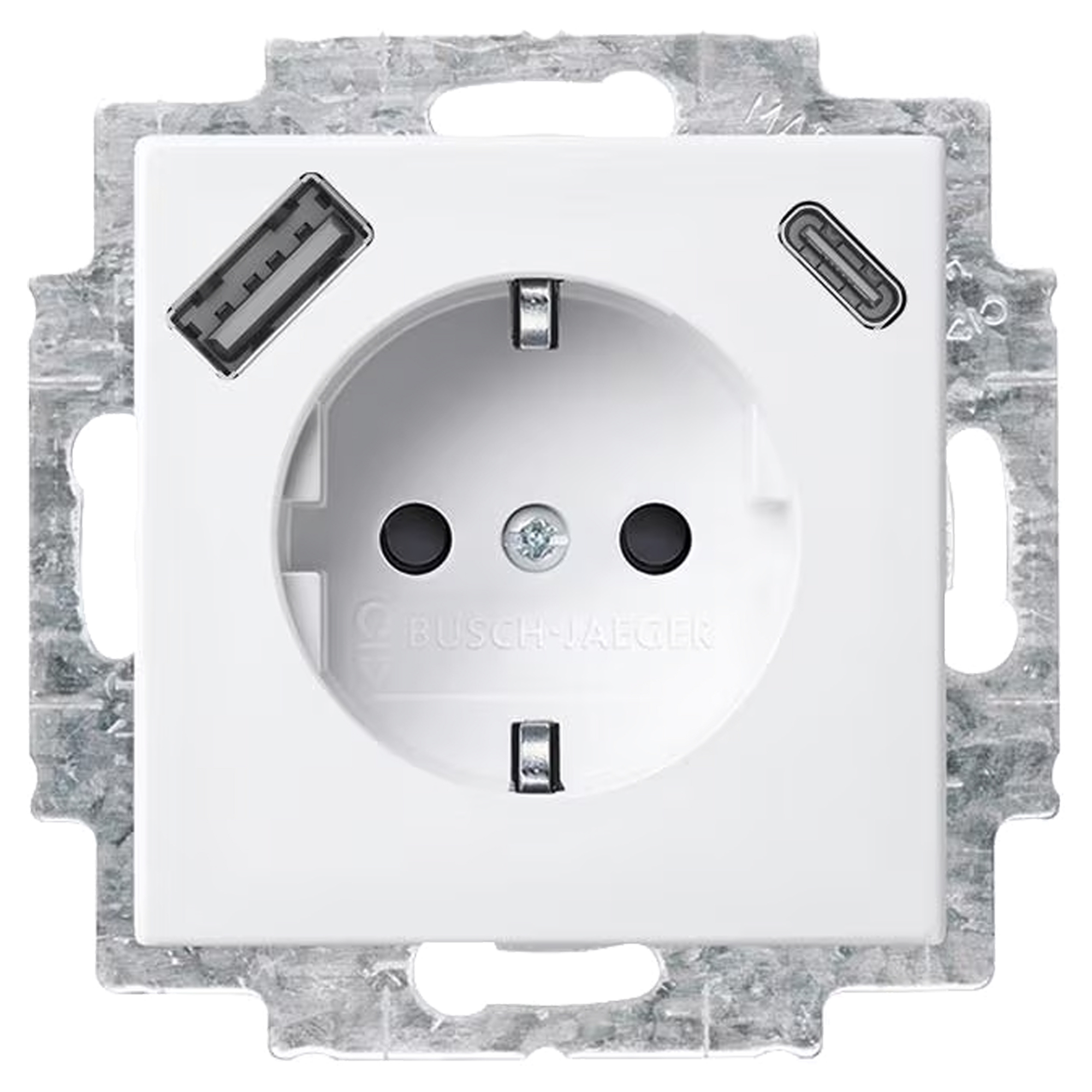 BUSCH-JAEGER BALANCE CONTACTDOOS - 1-VOUDIG - RANDAARDE - USB A/C - POLARWIT