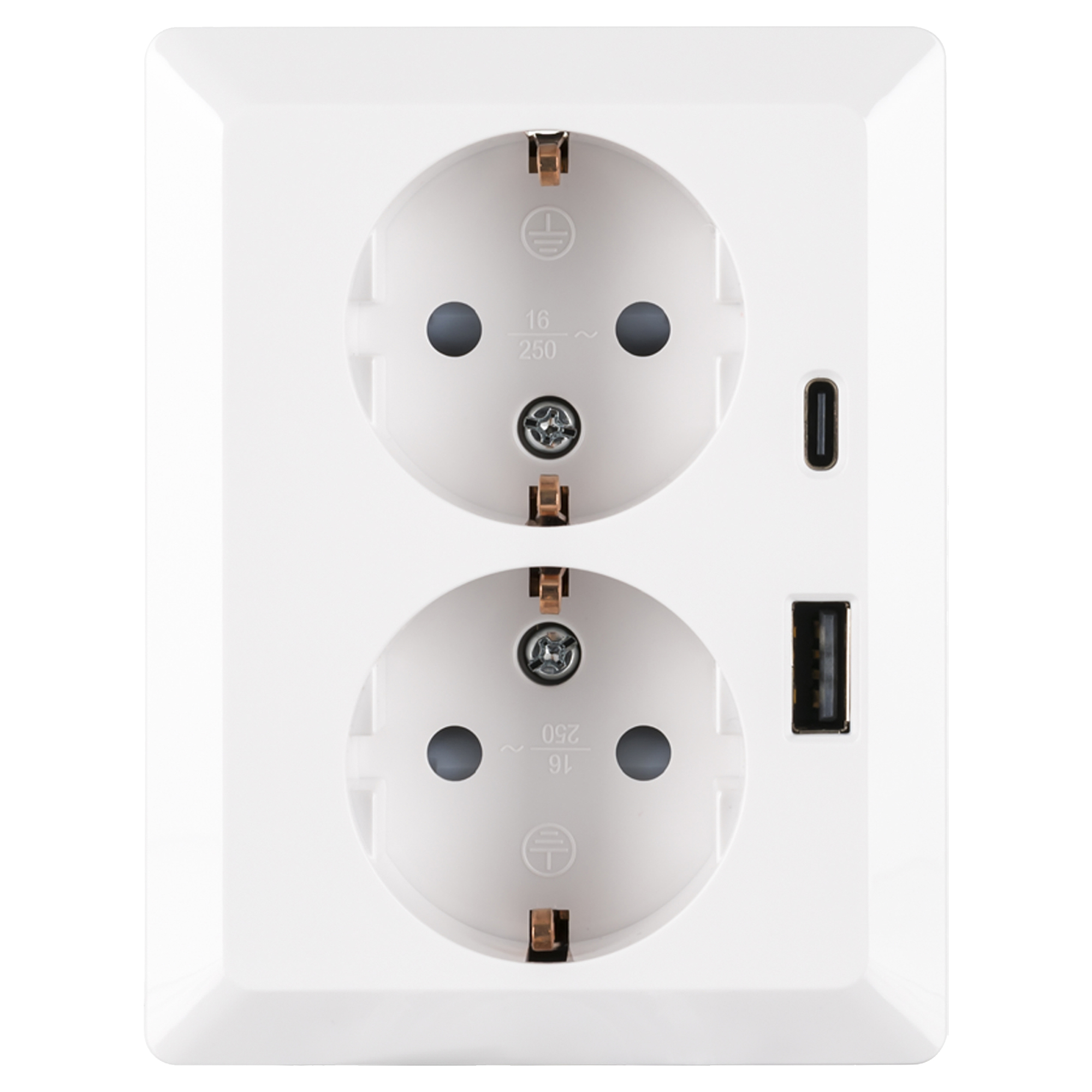 ION INDUSTRIES V1/J1 CONTACTDOOS - INBOUW - 2-VOUDIG - RANDAARDE - USB A/C - ALPIN WIT
