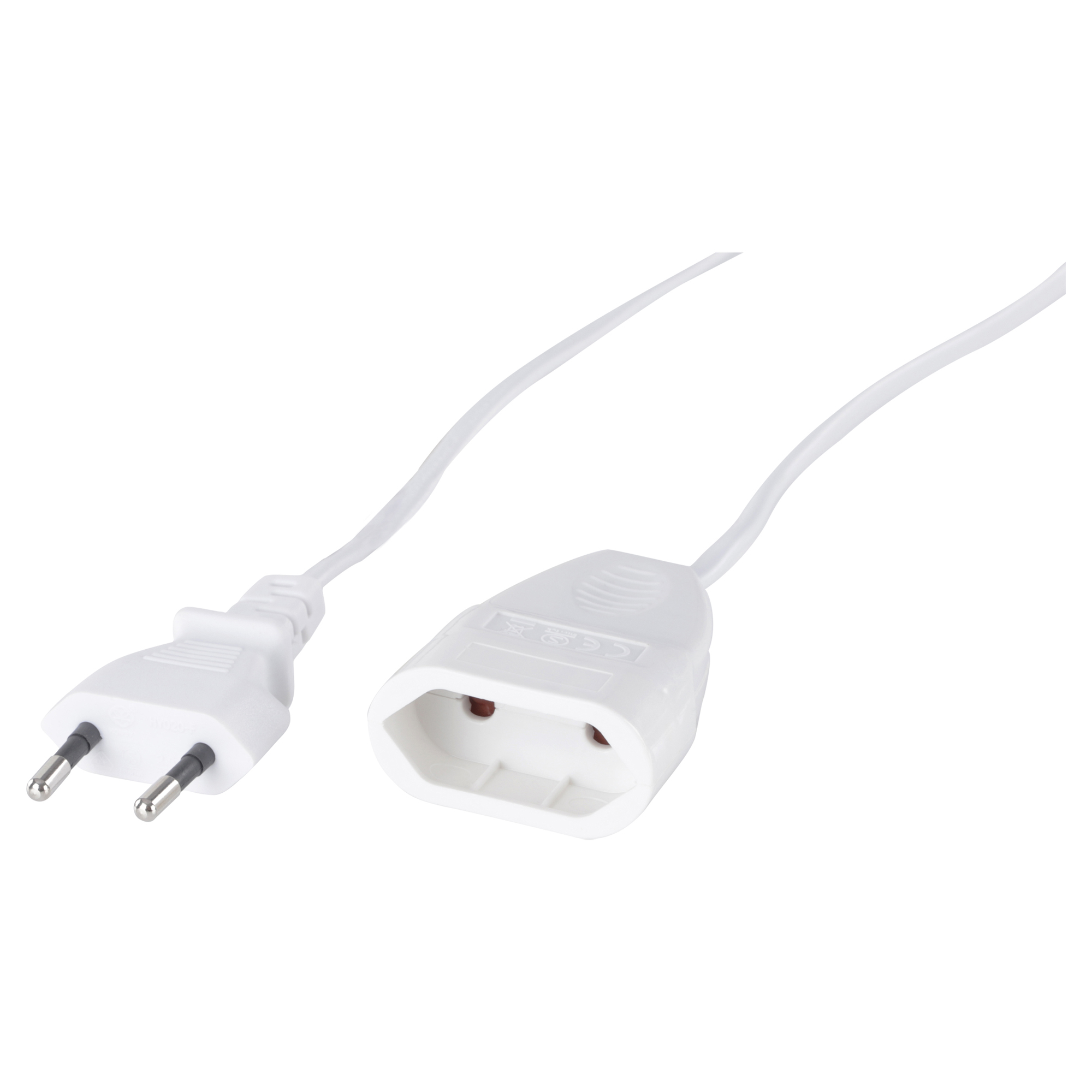 Q-LINK VERLENGSNOER - EURO - H03VVH2-F - 2 X 0.75 MM² - 3 M - WIT