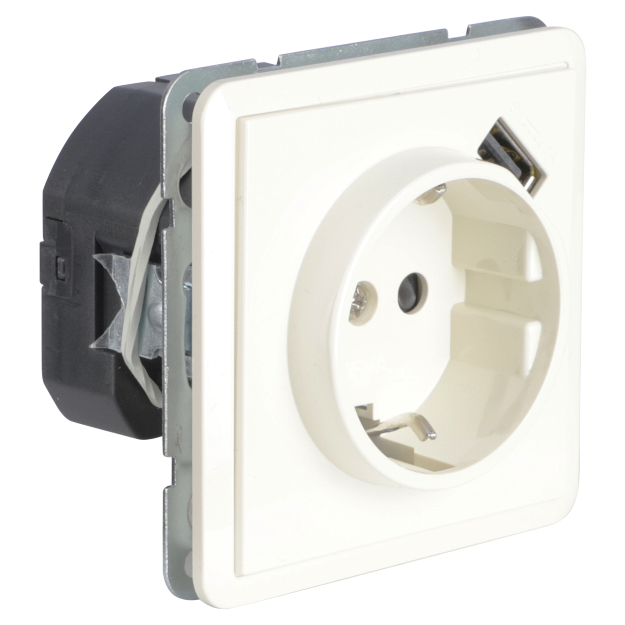PEHA STANDARD CONTACTDOOS - INBOUW - RANDAARDE - USB 2.1A - 5-VOUDIG - CREME