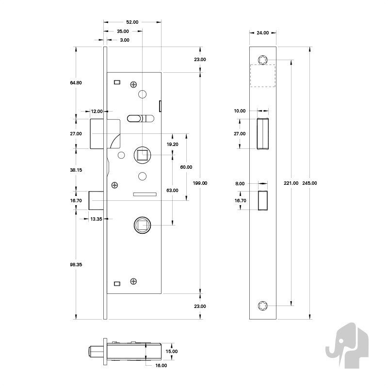 MAGNEET SMAL VRIJ & BEZET SLOT (MODEL 1099.4) ZWARTE VOORPLAAT T.B.V. STOMPE DEUR - Afbeelding 2