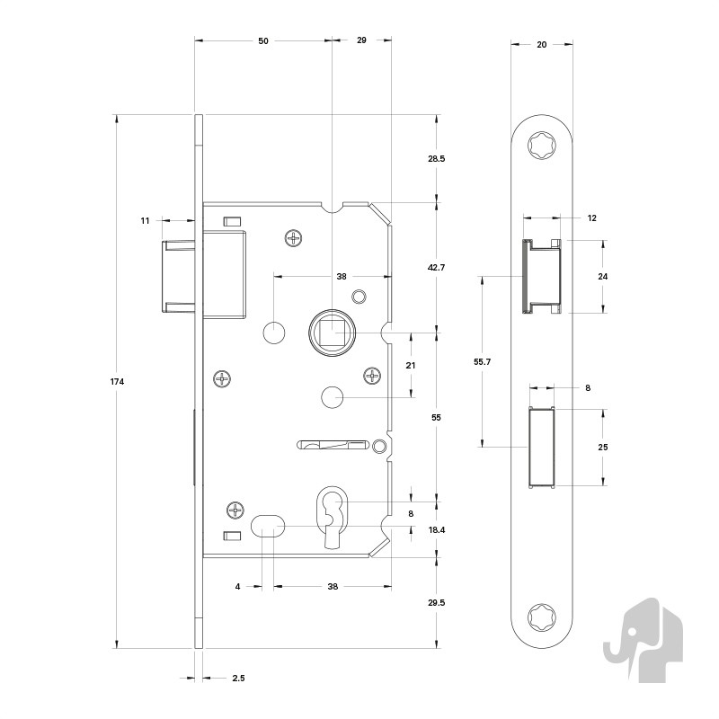 DAG & NACHT SLOT (MODEL 1266) RVS VOORPLAAT - Afbeelding 3
