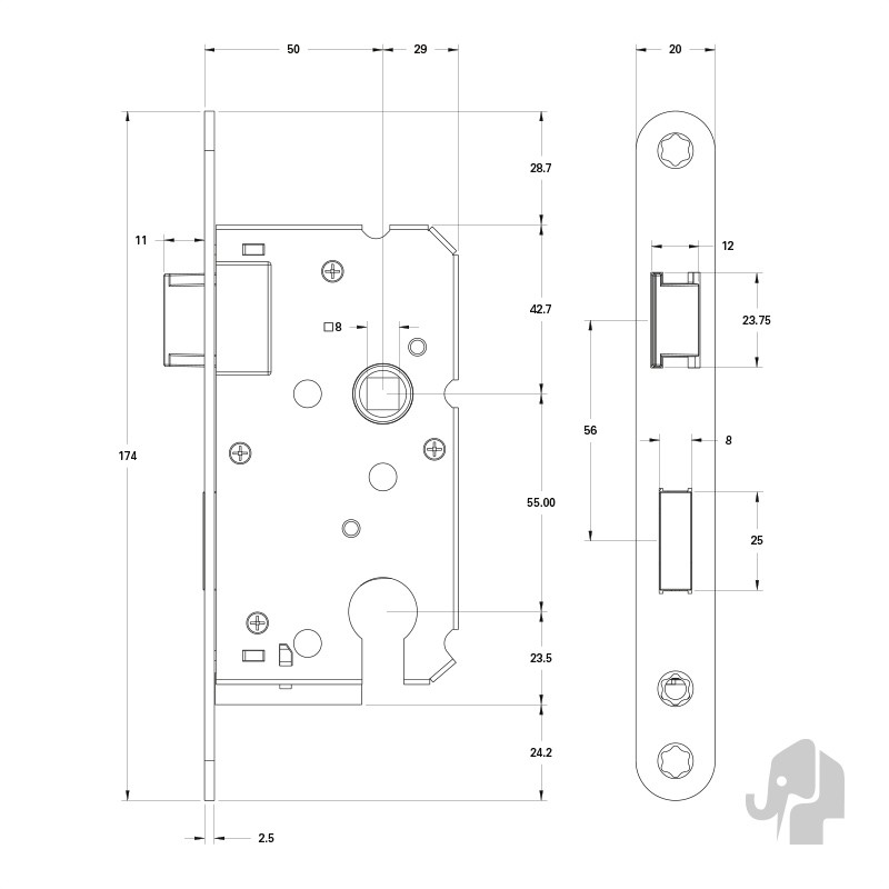 CILINDERSLOT (MODEL 1269) RVS VOORPLAAT - Afbeelding 2