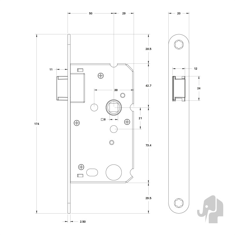 LOOPSLOT (MODEL 1255) RVS VOORPLAAT - Afbeelding 3